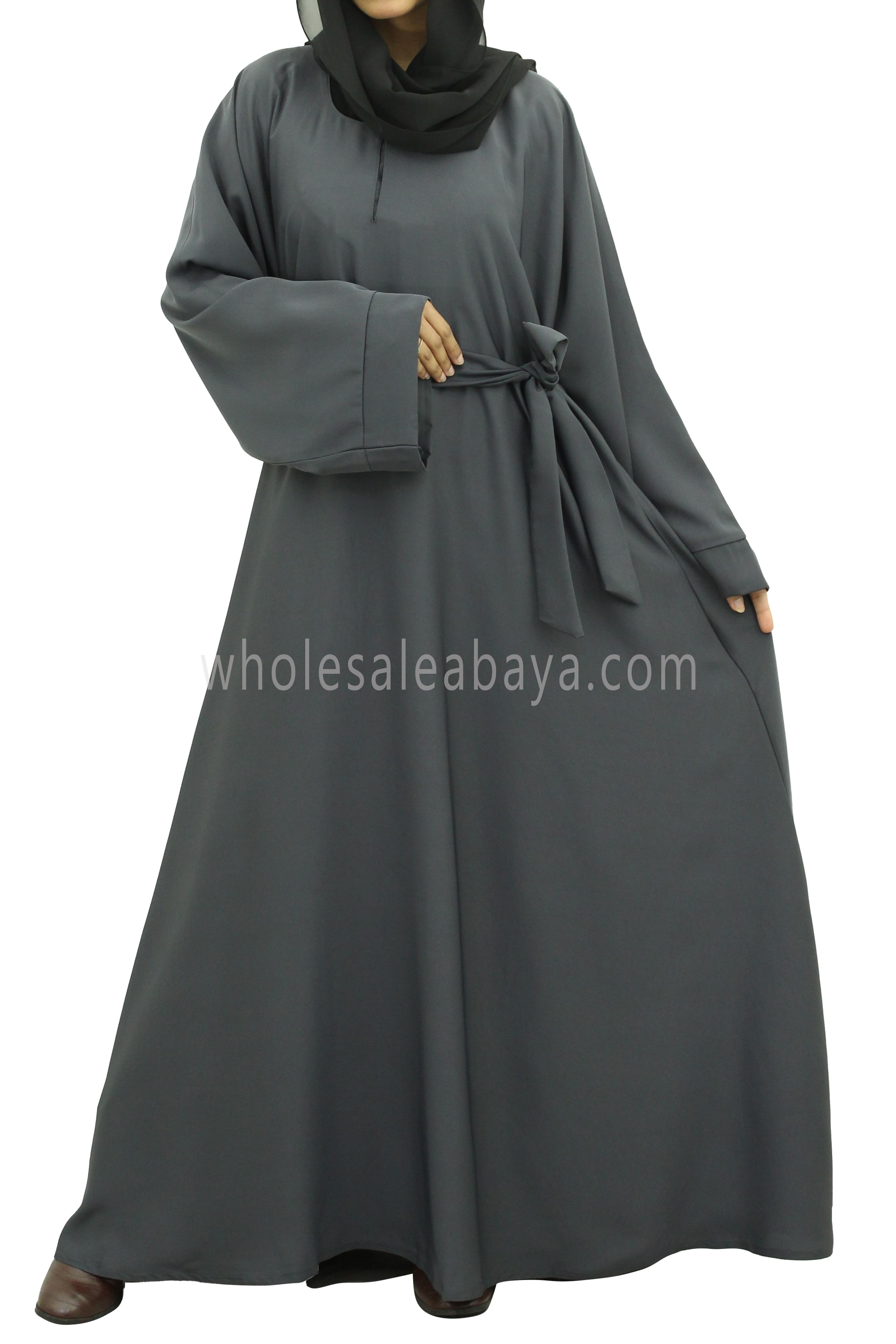 A Premium Nida Fabric Plain Close Abaya With Matching Belt 30418 C2