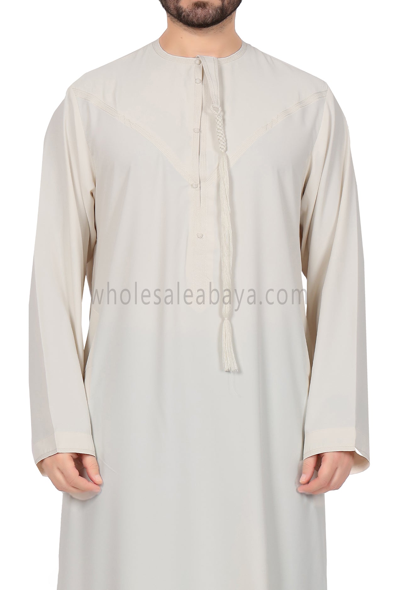 Men's Traditional Emirati Style Thoube 90008 ER Cream Zibda