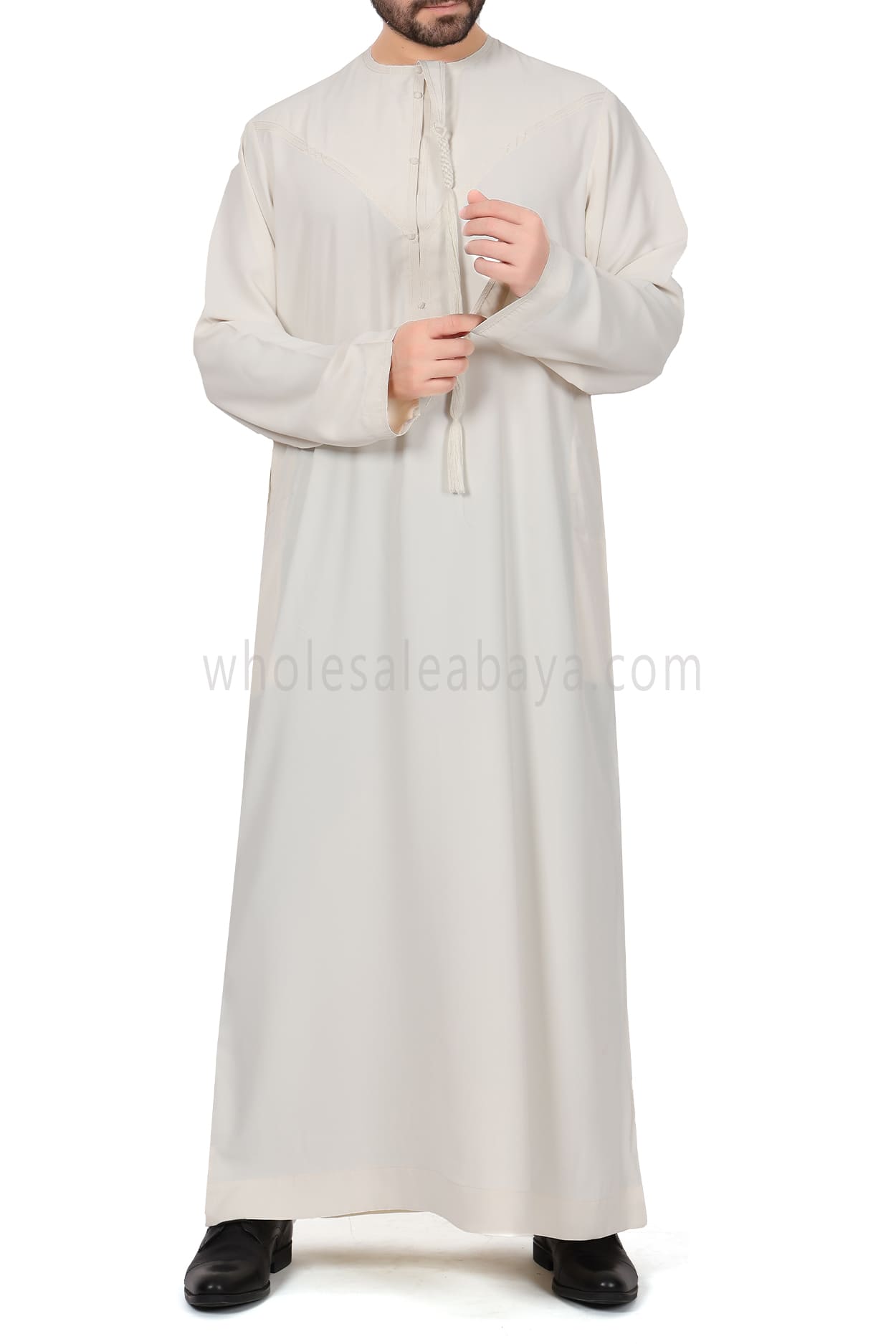 Men's Traditional Emirati Style Thoube 90008 ER Cream Zibda