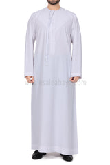 Men's Traditional Emarati Style Thoube 90008 ER Zibda Fabric Pure White