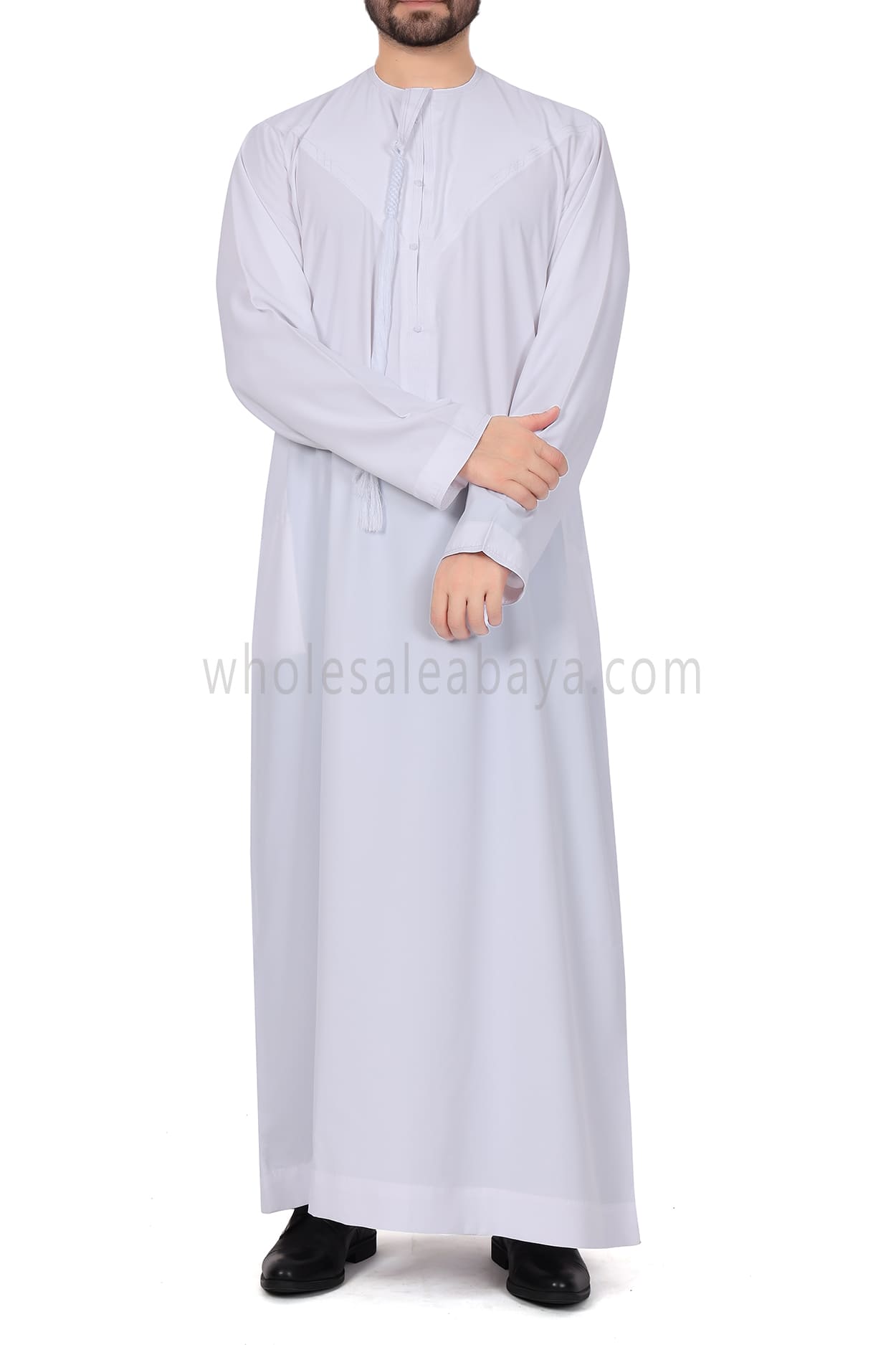 Men's Traditional Emirati Style Thoube 90008 ER Zibda Fabric Pure White