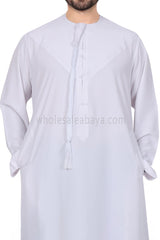 Men's Traditional Emarati Style Thoube 90008 ER Zibda Fabric Pure White