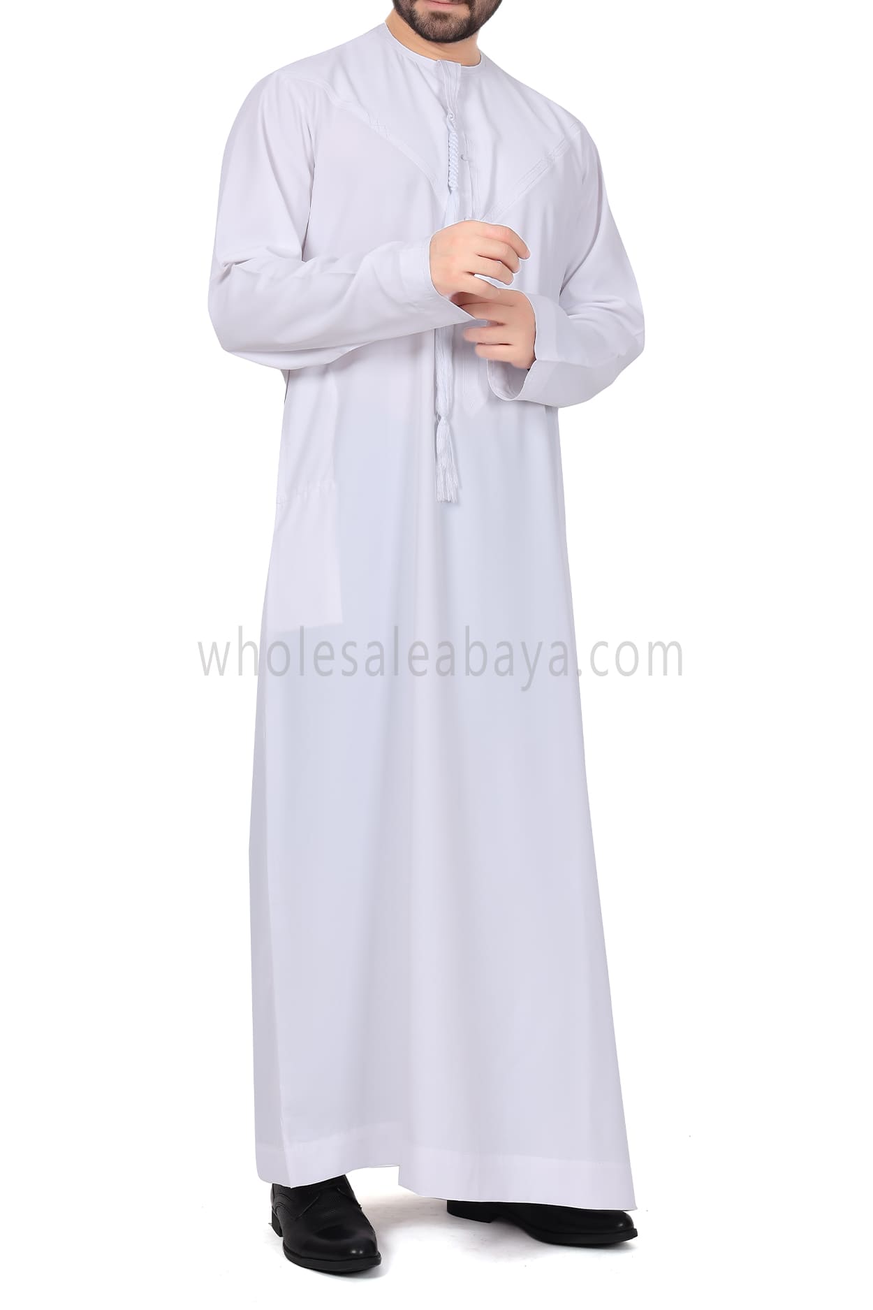 Men's Traditional Emirati Style Thoube 90008 ER Zibda Fabric Pure White