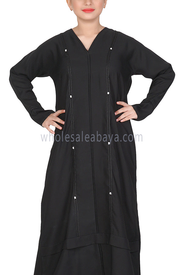 A Well Designed Stylish Girl's Black Colour Nida Abaya 70093