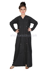 A Well Designed Stylish Girl's Black Colour Nida Abaya 70093