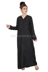 A Well Designed Stylish Girl's Black Colour Nida Abaya 70093