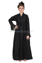 Girls Nida Abaya With Flare Chiffon Sleeves And Drawstring Belt 70345