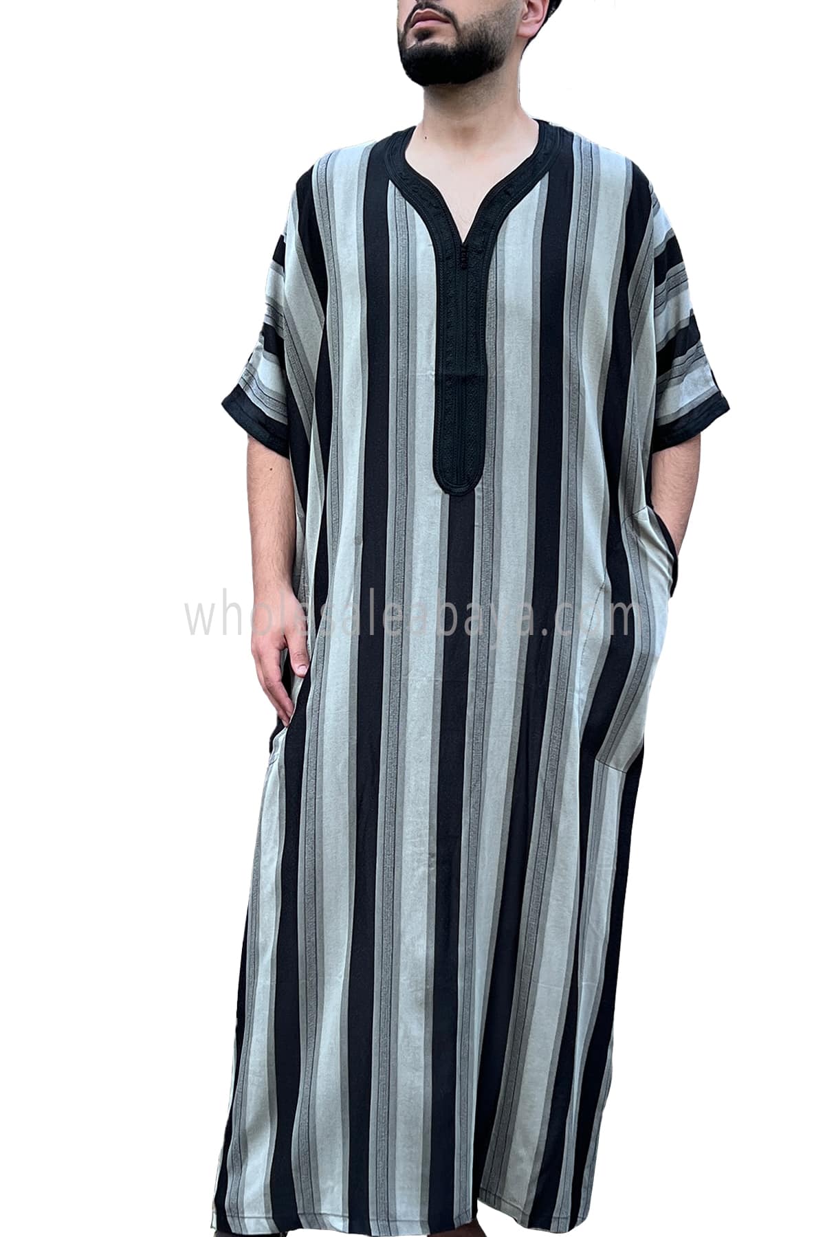 Moroccan Stripped Men's Thoube Half Sleeve 90040 ST31