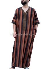 Moroccan Stripped Men's Thoube Half Sleeve 90040 ST31