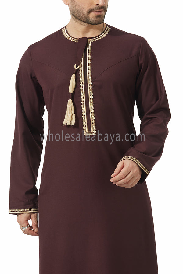 Embroidered Omani Thoube 90049  MR10  Burgundy