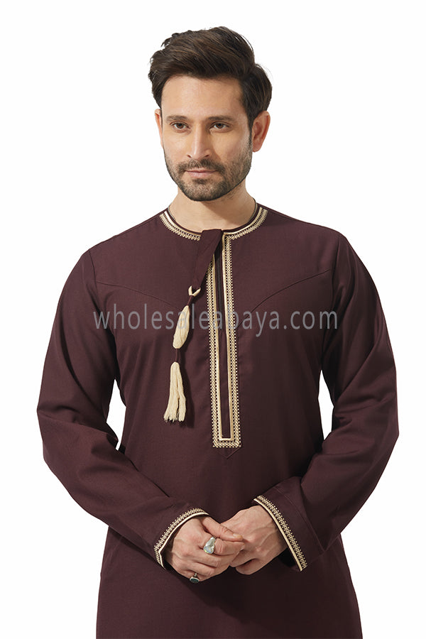 Embroidered Omani Thoube 90049  MR10  Burgundy