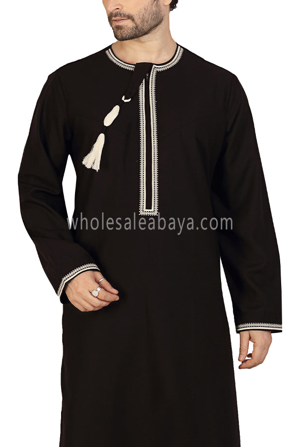 Embroidered Omani Thoube 90049 RL12 Black