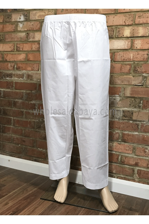 White Polyester Pants for Men 50025 wholesaleabaya